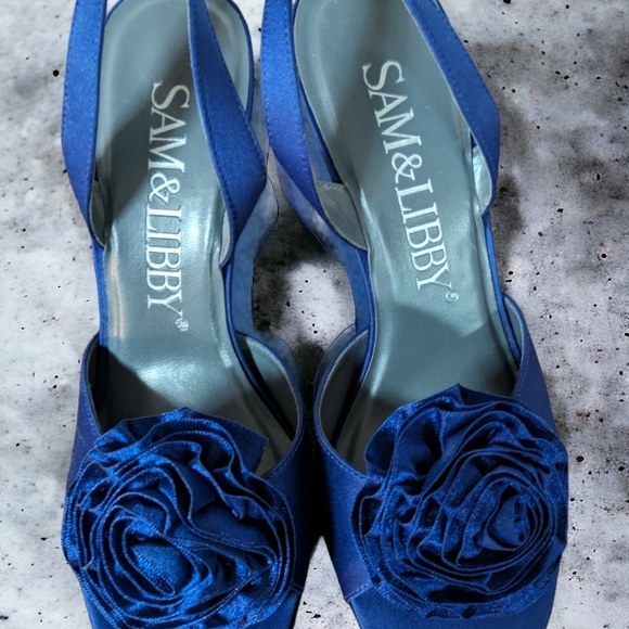 Sam and Libby royal blue slingback open-toed 4-in heels size 7M - Picture 3 of 5